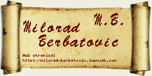 Milorad Berbatović vizit kartica